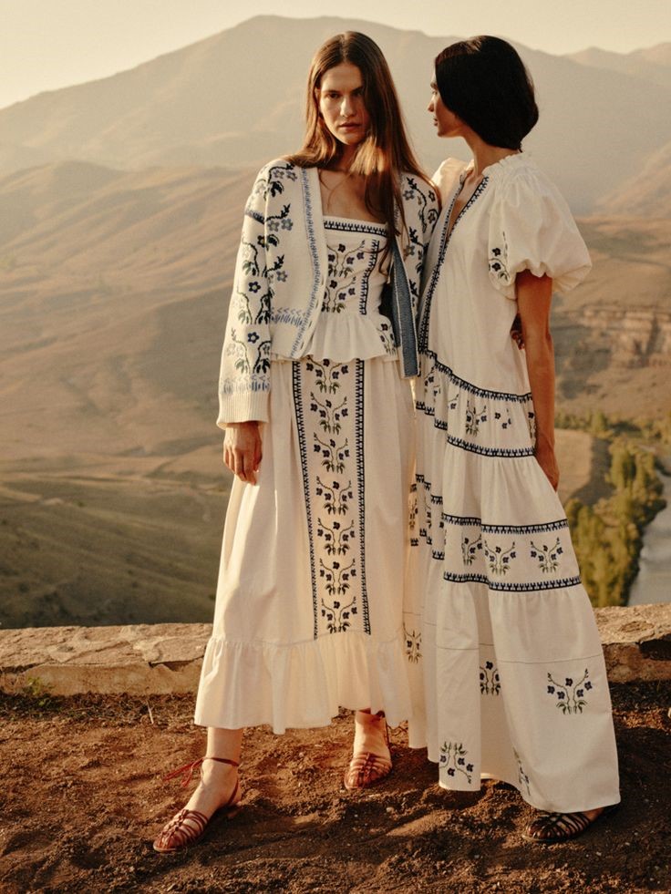 Classic White Embroidered Western Wear for Women