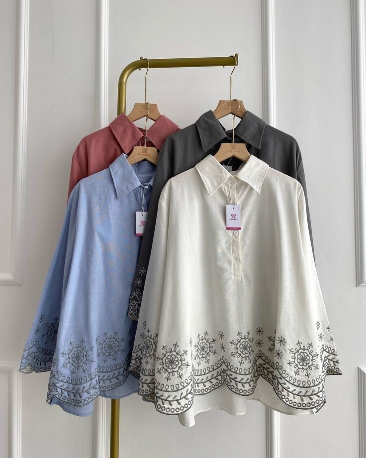 Embroidered Long Sleeve Women’s wear in Soft Pastel and Neutral Shades